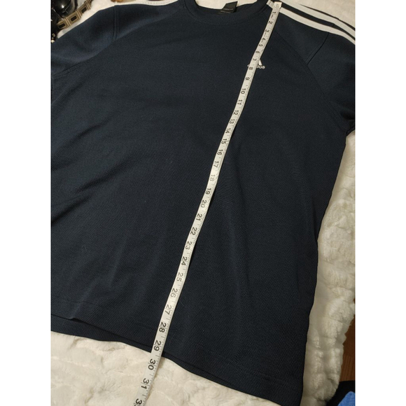 Men's Vintage Adidas Navy XL Tracksuit Sweatshirt 3 White Stripes 2008 - Picture 6 of 9